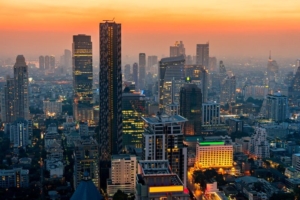 Skyline, Bangkok Thailand where the Asia International Hemp Expo & Forum 2024 will be held. It is the leading hemp industry supply-chain trade shoe and forum in Asia. It is an opportunity for US hemp business leaders to create relationships and establish international trade with the emerging Asian hemp market